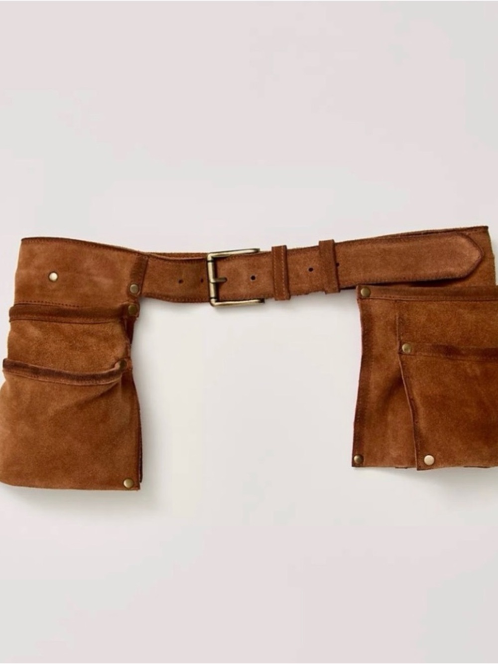 Free People Brown Suede Double Pouch Belt